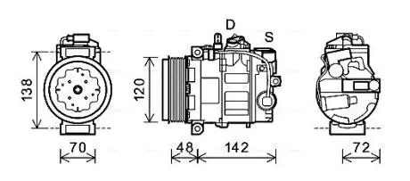 Компресор кондиціонера PORSCHE CAYENNE 09.02- AVA COOLING PRAK064