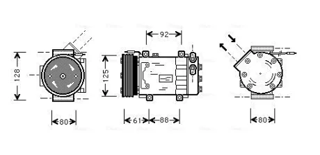 Компресор кондиціонера Renault Clio/Kangoo 1.9D 97- AVA COOLING RTAK255