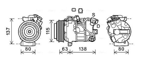 Компрессор кондиционера Renault Scenic III/Megane III 1.2/1.6dCi 11- AVA COOLING RTAK630