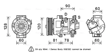 Компресор кондиціонера TOYOTA AVENSIS, COROLLA VERSO 03.03-03.09 AVA COOLING TOAK581