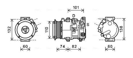 Компрессор кондиционера TOYOTA CAMRY (2006-) (AVA) AVA COOLING TOAK628