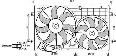 Вентиляторы радиатора (электрические) VW Caddy 04-11 (диффузором)) AVA COOLING VN7528