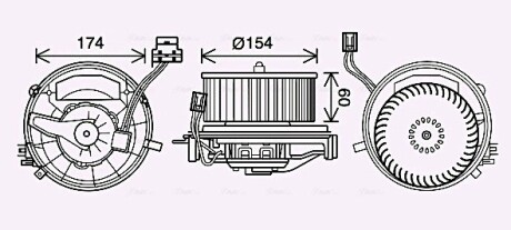 Вентилятор обігрівача салону VW Golf VII (13-) 1.4TSi 1.2TSi 2.0TDi 1.6TDi 1.6i AVA AVA COOLING VN8399