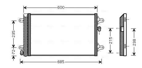 Конденсатор кондиціонера (з осушувачем) FORD GALAXY I, GALAXY MK I, SEAT ALHAMBRA, VW SHARAN 1.8-2.8 03.95-03.10 AVA COOLING VNA5183D