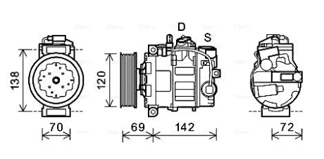 Компресор кондиціонера Audi Q7 04-15/VW Touareg02-18/Passat 01-04/Porsche Cayenne 3.0D--6.0 03-07 AVA COOLING VNAK321