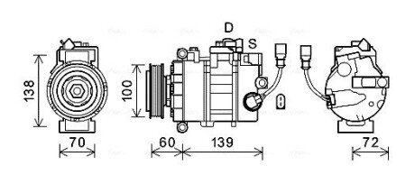 Компресор кондиціонера VW T5 2.0 TDI 09-15 AVA COOLING VNAK382