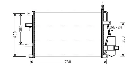 Конденсатор кондиціонера (з осушувачем) VOLVO S60 I, S80 I, V70 II, XC70 I 2.0-3.0 11.97-04.10 AVA COOLING VO5107D
