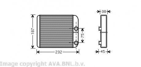 Теплообменник, Система отопления салона AVA COOLING VO6129