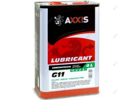 Антифриз <> GREEN концентрат G11 (-80C) (Каністра 4л) Axxis AX-2091