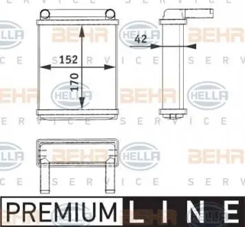 Радіатор пічки MB Sprinter 901-904 / VW LT 1996-2006 (задній) BEHR 8FH 351 312-521