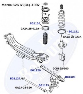 Сайлентблок рычага (заднего/снаружи)) Mazda 626 92-97 (31.5x14x41/31) BELGUM PARTS BG1123