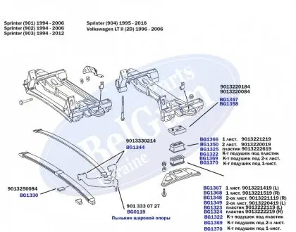Подушка рессоры (передняя/нижняя) MB Sprinter 96- (пластик) (L) BELGUM PARTS BG1323