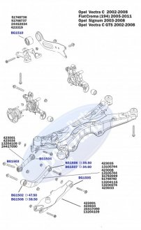 Сайлентблок важеля (заднього/знизу/ззовні) Opel Vectra C 02- (d=14) (поперечного) BELGUM PARTS BG1503