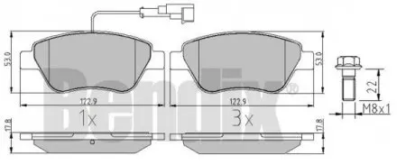 КОЛОДКИ ТОРМОЗНЫЕ FIAT FIORINO 07> ПЕРЕД 1-ДАТЧИК Bendix 510409