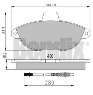 Колодки гальмові FIAT SCUDO / ULYSSE 95> ПЕРЕД Bendix 510438