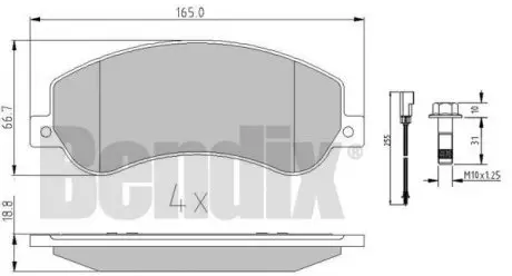 Колодки гальмівні FORD TRANSIT 06> ПЕРЕД Bendix 510616