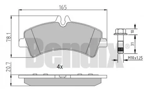 Колодки гальмові MERCEDES SPRINTER 06> 906 ЗАД Bendix 510741