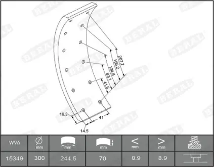 Гальмівні накладки (300x70. базовий) MERCEDES O 309 01.68-02.89 BERAL KBL1534901549