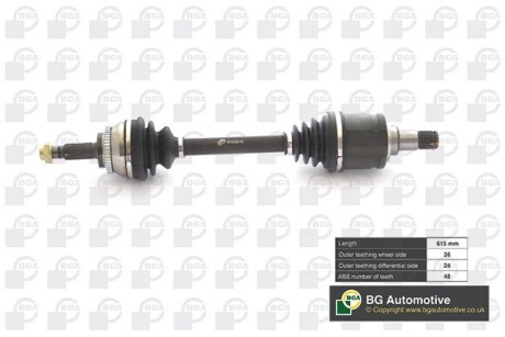 Піввісь Toyota Avensis 2.0d 03-08 дв.1CD-FTV (24z/610mm) Л. BGA DS7608L