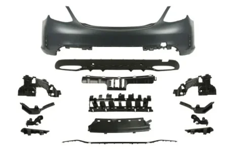 Бампер (задн, AMG STYLING, із ламелями із монтажними кронштейнами із підсиленням, з отворами для парктроніка, під фарбування, виріз для вихлопної труби: дві) MERCEDES C-KLASA W205 Седан 12.18-02.21 BLIC 5506003521952KP