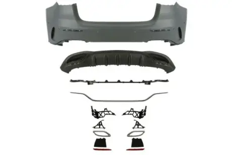 Бампер (AMG STYLING, зі спойлером із ламелями із монтажними кронштейнами, з отворами для парктроніка, під фарбування, виріз для вихлопної труби: Ні) MERCEDES A-KLASA W177 Хетчбек 04.18-10.22 BLIC 5506003570952KP