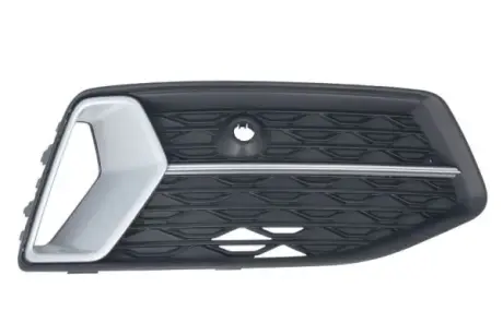 Решітка бампера передн Прав (з отворами для парктроніка, алюмінієвий/чорн, PREMIUM/PRESTIGE) AUDI A6 C8 02.18- BLIC 6502070043926P