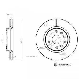 Диск гальмівний передн Лів/Прав JEEP WRANGLER IV 2.0/2.2D/3.6 09.17- BLUE PRINT ADA104380