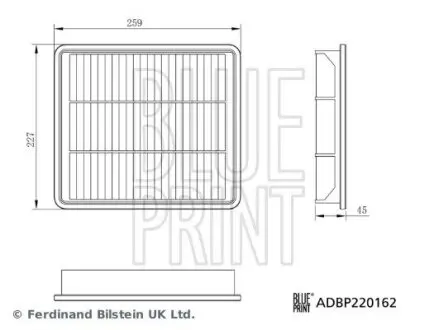 Фільтр повітряний BLUE PRINT ADBP220162