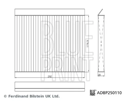 Фільтр салону (антибактеріальний) MG MARVEL R Electric 02.21- BLUE PRINT ADBP250110