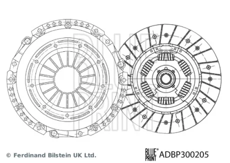 Комплект зчеплення з гідравлічним підшипником (з синтетичною змазкою, 241мм) VOLVO S60 II, S80 II, V60 I, V70 III, FORD GALAXY II, GALAXY III, GALAXY MK II, KUGA II 1.5/1.6/1.6ALK 04.10- BLUE PRINT ADBP300205