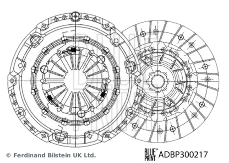 Комплект зчеплення (з синтетичною змазкою, 241мм) AUDI A3, Q3, TT, SEAT ALHAMBRA, LEON, LEON SC, LEON ST, SKODA OCTAVIA III, VW CC B7, GOLF VII, PASSAT ALLTRACK B7, PASSAT B7 2.0D 08.10- BLUE PRINT ADBP300217