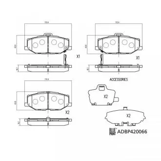 Комплект гальмівних колодок передн, SUZUKI JIMNY 1.5 07.18- BLUE PRINT ADBP420066