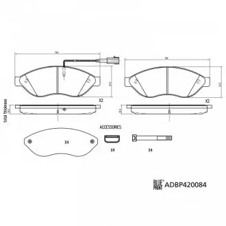 Колодки гальмівні (передні) Citroen Jumper/Fiat Ducato/Peugeot Boxer 06- (Brembo)/(з датчиком) BLUE PRINT ADBP420084