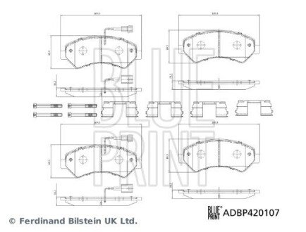 Колодки гальмівні (передні) Citroen Jumper/Fiat Ducato/Peugeot Boxer 2.0-3.0HDi 06- R16(з датчиком) BLUE PRINT ADBP420107