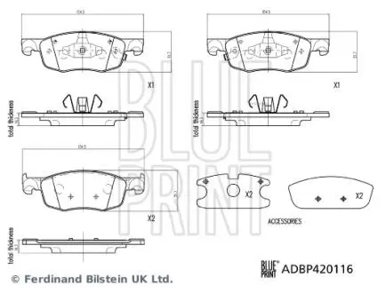 Гальмівні колодки, дискові BLUE PRINT ADBP420116