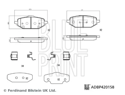 Комплект гальмівних колодок задн ((EN) for electric vehicles), MG MARVEL R, MG 5 Electric 10.20- BLUE PRINT ADBP420158