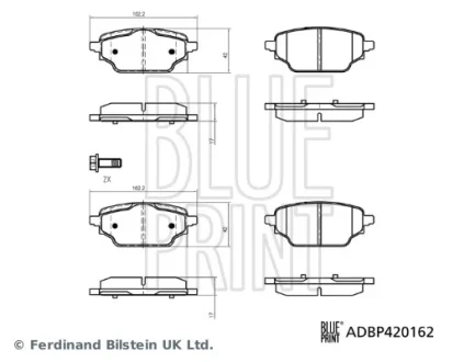 Комплект гальмівних накладок, дискове гальмо BLUE PRINT ADBP420162