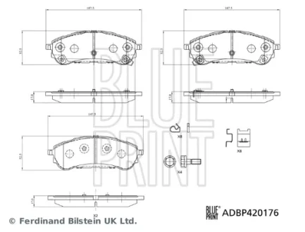 FORD Колодки гальмівні задні RANGER (TKE) 2.0 EcoBlue 4x4 BLUE PRINT ADBP420176
