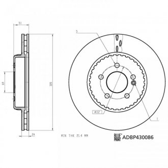 Диск гальмівний (задній) MB C-class (W205) 15- (320x24) (з покриттям) (вентил.) BLUE PRINT ADBP430086