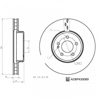 Диск гальмівний (передній) MB C-class (W205)/E-class (W213) 13- (330x32 (вентил.) (з покрит.) BLUE PRINT ADBP430089 (фото 1)