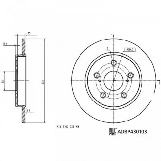 Диск гальмівний задній BLUE PRINT ADBP430103