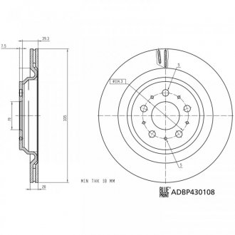 Диск гальмівний (задній) Tesla Model 3 17- BLUE PRINT ADBP430108 (фото 1)