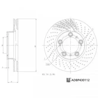Диск гальмівний передн Прав PORSCHE 911, 911 TARGA, BOXSTER, BOXSTER SPYDER, CAYMAN 2.7-3.6 08.97-06.13 BLUE PRINT ADBP430112