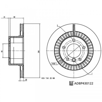 Диск гальмівний (задній) MB G-class (W463) AMG 04- (330x22.2) PRO BLUE PRINT ADBP430122