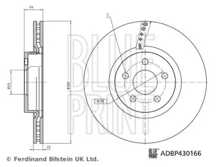 FORD Гальмівний диск передн. TOURNEO CONNECT / GRAND TOURNEO CONNECT V408, TRANSIT CONNECT 13- BLUE PRINT ADBP430166
