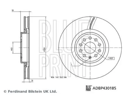 Диск гальмівний передн Лів/Прав AUDI Q4, SKODA ENYAQ IV, VW ID. BUZZ, ID.4, ID.5 Electric 05.20- BLUE PRINT ADBP430185