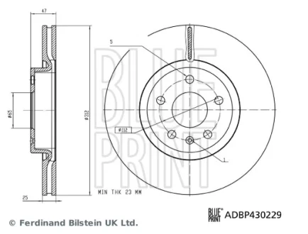 Диск гальмівний передн Лів/Прав BLUE PRINT ADBP430229