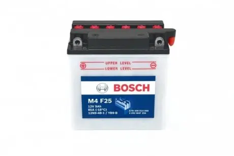 Акумуляторна батарея 9Ah/85A (136х76х134/+L/B0) (мото) (сухозаряджений) BOSCH 0 092 M4F 250 (фото 1)