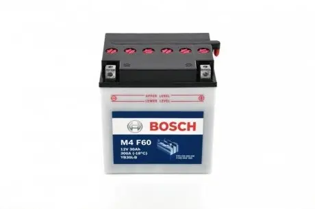 Акумуляторна батарея 30Ah/300A (176x132x168/+L/B00) (мото) (сухозаряджений) BOSCH 0 092 M4F 600 (фото 1)