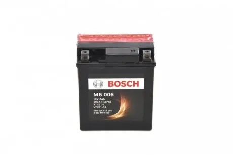Акумуляторна батарея 6Ah/100A (114х71х131/+R/B0) (мото) (сугозаряджень)) BOSCH 0 092 M60 060 (фото 1)